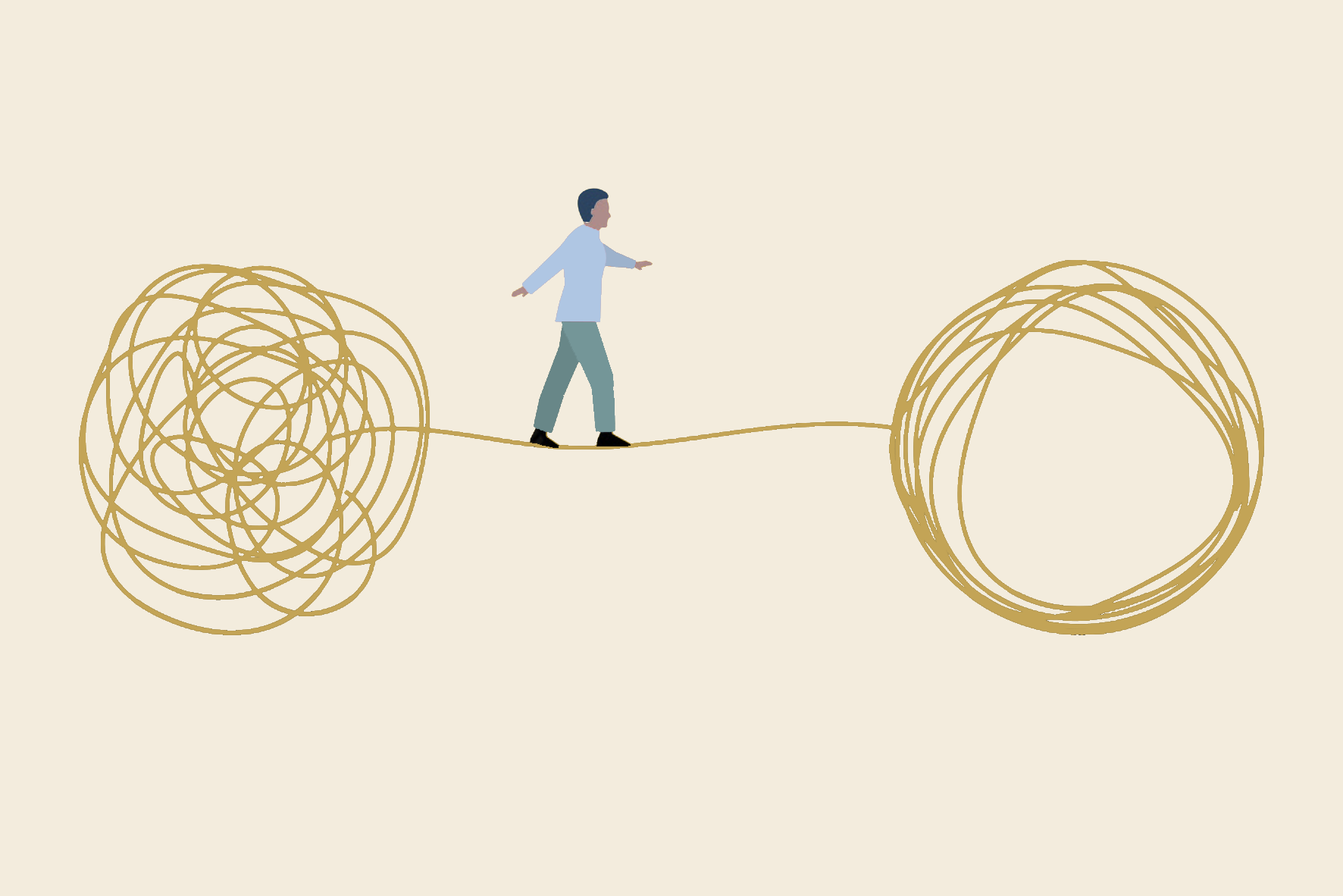 Symbolgrafik Coaching-Prozess – Knäuel wird entwirrt