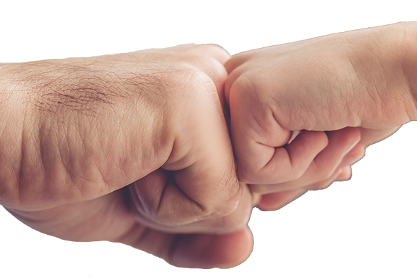 Symbolbild Vätercoaching – zwei Fäuste als Team